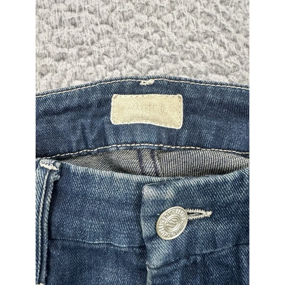 Mother The Looker Ankle Fray Jeans Women's 24 Blue Denim Skinny Crop Designer